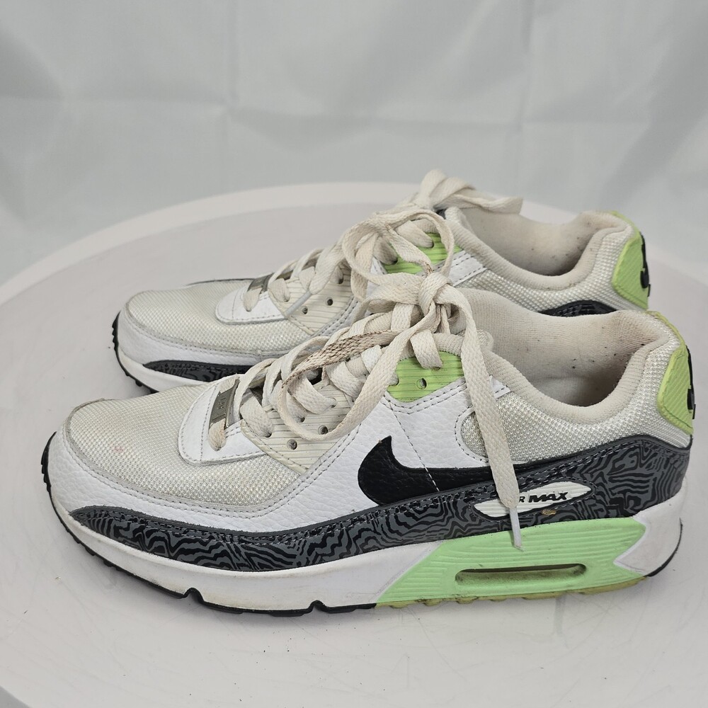 Nike Air Max 90 White Green Volt DH4111-100 Sneakers Youth Size 7 Y